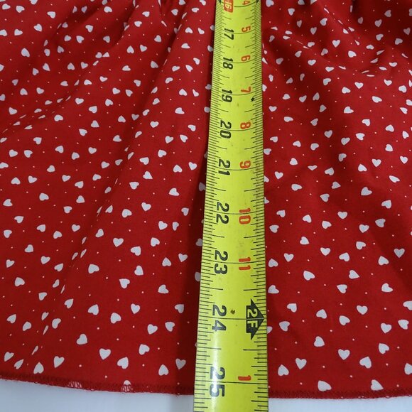 C+D+M Red White Heart Print V-Neck Top Elastic Waist Flowy Sleeves Women Size M - Picture 10 of 10